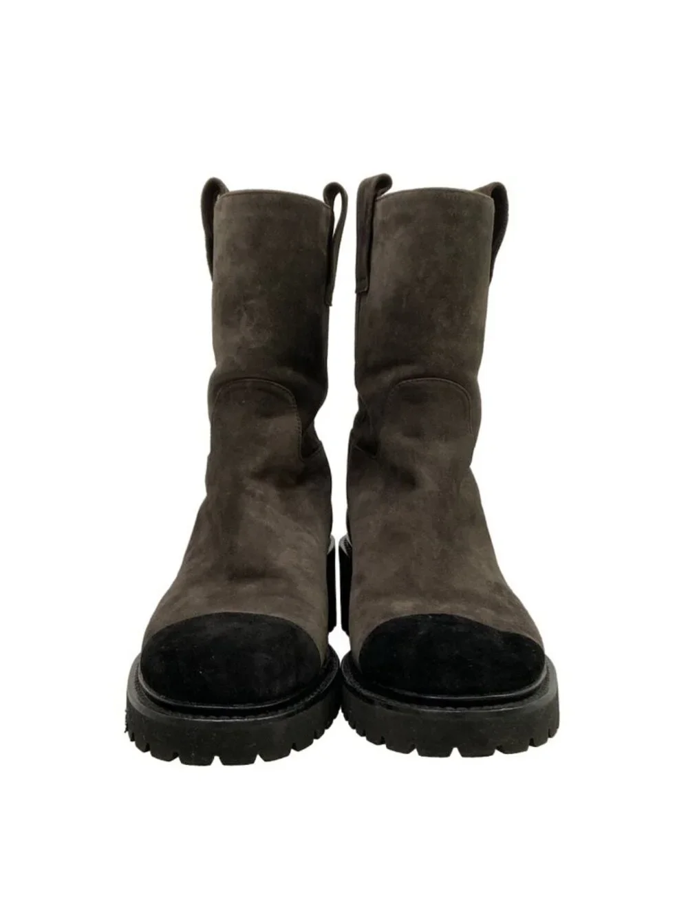 Chanel Short Boots C Dark Brown Black